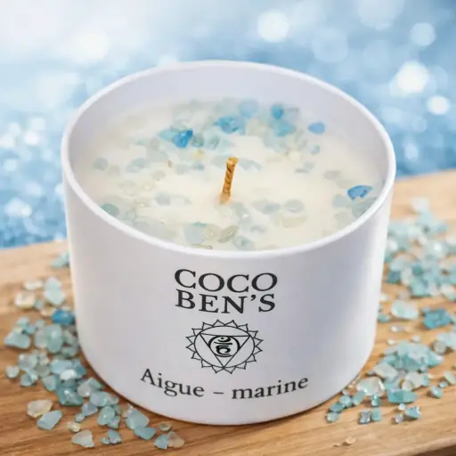 [BLT009] Bougie Lithothérapie - Aigue-Marine - 200 ML